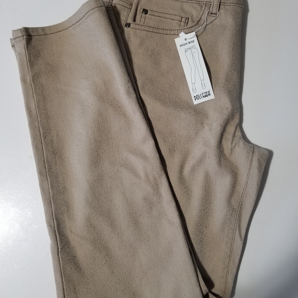 Dolcezza 5 Pocket High Rise Tan Pants 28/27